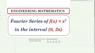 Fourier series example  f(x)=x^2 in 0 to 2pi