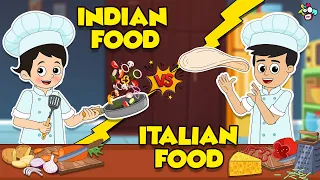Indian Vs Italian Food | Food Challenge Stories | English Cartoon | Moral Stories | PunToon Kids