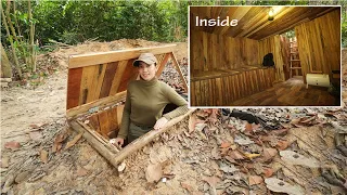 Building Complete Underground Wooden Survival Bushcraft Shelter, Start To Finish