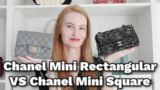 Chanel Mini Rectangular VS Chanel Mini Square 🤔 || Size, Strap Drop, Pricing, What Fits