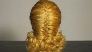 Прическа  с плетением. Hairstyle for medium hair French cage. Mermaid braid