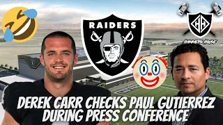 #Raiders QB Derek Carr checks ESPN Reporter Paul Gutierrez during Press Conference