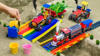 Diy tractor building mini concrete bridge with 7 colors of the rainbow | @Keepvilla | @Farm Diorama