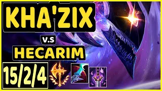 NATALIE (KHA'ZIX) vs HECARIM - 15/2/4 KDA JUNGLE CHALLENGER GAMEPLAY - KR