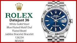 ▶ Rolex Datejust 36 White Gold/Steel Blue Fluted Motif Fluted Bezel Jubilee 126234 - REVIEW