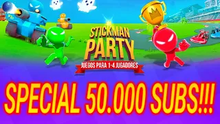 Stickman Party Gameplay - SPECIAL 50.000 SUBS!!!!!!! - Minigames ( BEST android GAMES )