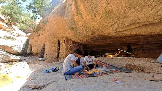 Cooking in the cave and building and decorating the shelter