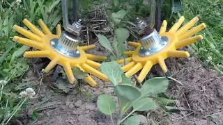 Finger weeder in cabbage, slow-motion