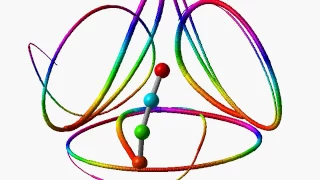 3D Triple pendulum #3 (bird's eye view & projections) / computer simulation