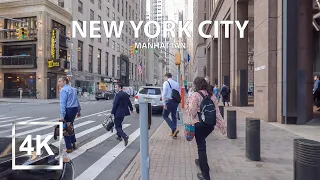 |4K| Walking in Lower Manhattan, Downtown New York City - Financial District - Rush Hour - USA