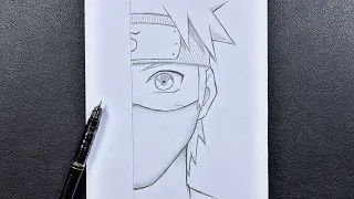 Easy anime sketch | how to draw Naruto Uzumaki wearing face mask step-by-step