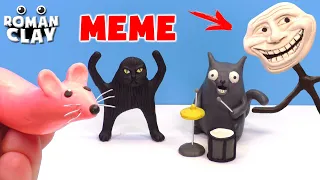Memes with Clay - Mouse Sausage, Troll Face, Cursed Cat and Stand-up Comedy Cat