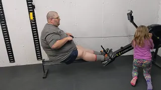 Fat guy trying to learn proper rowing technique. Take one on the Concept 2 ERG