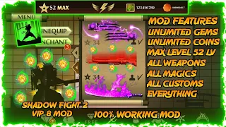 Shadow fight 2 mod apk !! Vip 8 mod Everything unlocked Max level 52 !! Unlimited Gems & Coins