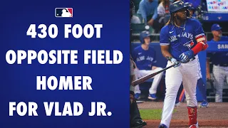 Vladimir Guerrero Jr. goes way back to the opposite field for HR No. 32!