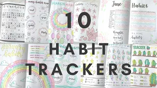 10 HABIT TRACKER SPREADS | Bullet Journal Habit Tracker Ideas