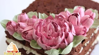 RUSSIAN TIPS Tutorial | How to make Peony Cream Flower with MERINGUE CREAM | VanilleTanz