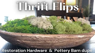 DIY Restoration Hardware dupe | Textured Vase | Moss bowl | Thrift Flip