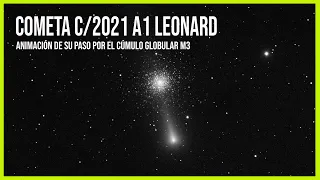 Animación del Cometa Leonard a su paso por el cúmulo globular M3