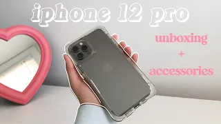 iphone 12 pro🍎unboxing + accessories ( graphite, 256gb )