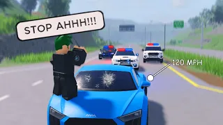 Police Jumped On Car At High Speed Chase.. He Was So Scared! (Roblox)