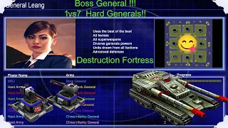 Command Conquer Generals Zero Hour Boss General 1 vs 7 Hard Generals. (Destruction Fortress)
