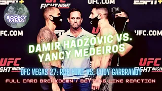 UFC Vegas 27: Damir Hadžović vs. Yancy Medeiros Preview / 🔑 to Victory / Betting Line Reveal