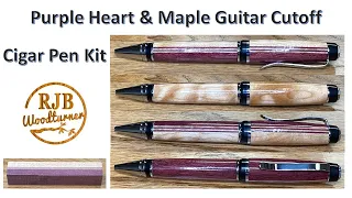 Purple Heart and Maple Guitar Cutoff on a Cigar Kit