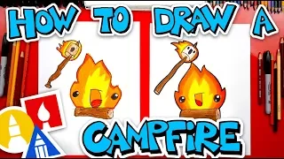 How To Draw A Funny Campfire And Marshmallow