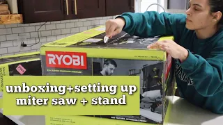 UNBOXING+SETTING UP Ryobi Sliding Compound Miter Saw + Miter Saw QuickStand | DIYer Miter Saw |