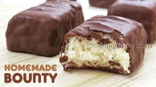 3 INGREDIENT CHOCOLATE-COVERED COCONUT BARS - Homemade Bounty | Easy Recipe | Baking Cherry