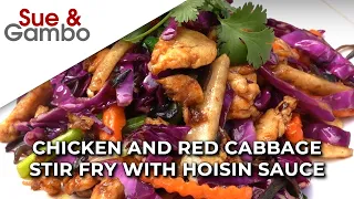 Chicken and Red Cabbage Stir Fry with Hoisin Sauce