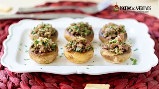 CHAMPIÑONES RELLENOS de JAMÓN SERRANO, AJO y PEREJIL a la PLANCHA