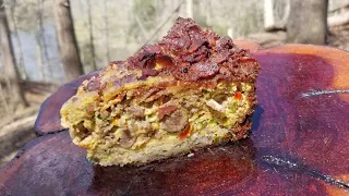 BREAKFAST PIE!!! - 2 lbs Bacon, 2 lbs Sausage, 2 lbs Hash Browns & 18 eggs.