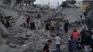 Aftermath of Israeli airstrike in central Gaza Strip
