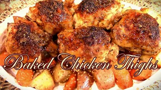CHICKEN THIGHS ❤️BAKED IN THE OVEN WITH POTATOES AND CARROTS -EASY PREP TIME 10 MIN. ALL IN ONE PAN
