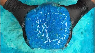 ASMR | Blue Sponge Squeezing with TyDBol, Neon Flash, Recycled Paste, Holi Powder, Tide, Roma & More