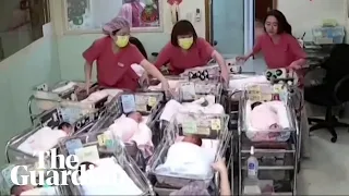 Maternity centre staff rush to secure babies in cots during Taiwan earthquake