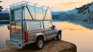 NEW EXPANDING POP-UP TRUCK BED CAMPER HAS PANORAMIC VIEW