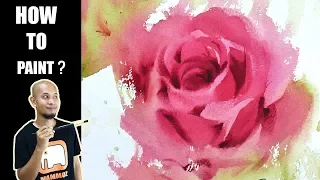 5 minute How to paint Red Rose no.3 #Watercolor painting | step by step |Watercolor tutorial