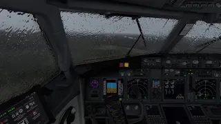 Extreme scary stormy 737 Landing with HEAVY RAIN | X-Plane 11