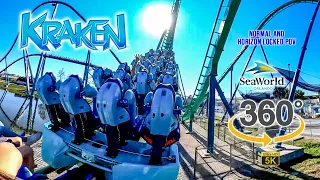 VR 360 5K Kraken Roller Coaster On Ride Back Row POV SeaWorld Orlando 2022 01 14