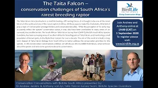 Conservation Conversations: Taita Falcons - Dr Andrew Jenkins & Anthony van Zyl (1 Sept 2020)