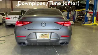 2019 CLS 53 AMG Custom Downpipes (Before/After)