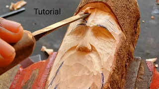 Human face wood working || Tutorial || carving by UP wood art