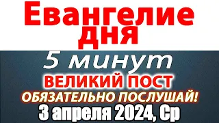 Евангелие дня с толкованием 03 апреля 2024 года Среда. Святые дня. Календарь. Великий Пост