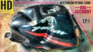 Restoration"Big Accident" Bike Petrol Tank Dant Paint Compiled Process Episode #1