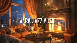 Warm Jazz Music ☕ Jazz Instrumental Music & Soothing Fireplace Sounds