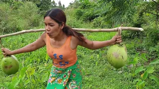 Survival skills:find cockles    by hand  -  cook with coconut eating delicious #38