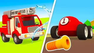 Helper Cars & the missing part of the street vehicle. Full episodes of car cartoons for kids.